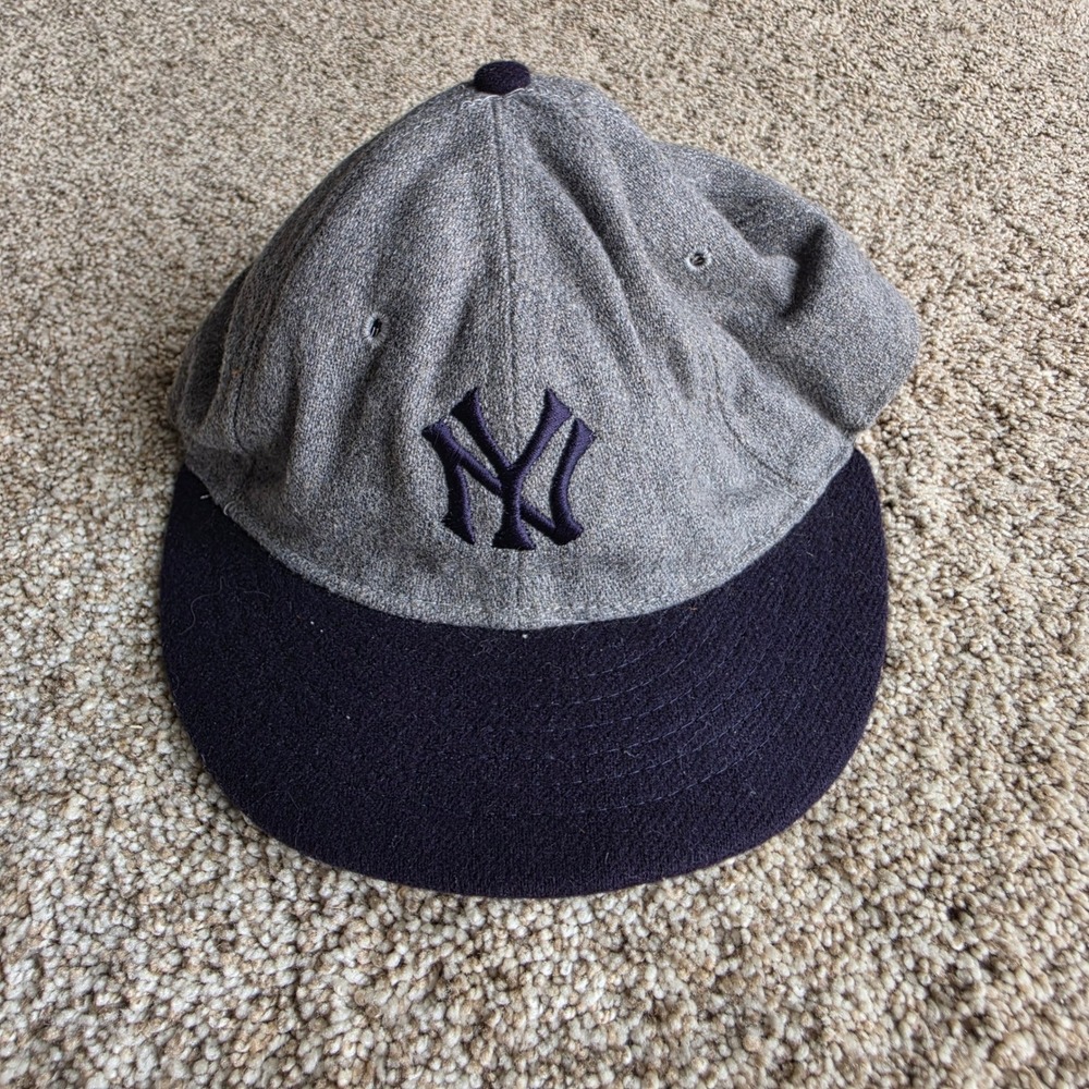 VINTAGE Roman New York Yankees Hat Mens 7 1/4 Wool Cooperstown Collection Gray